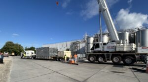 Coker Crane & Rigging on jobsite at Iceberg Mechanical